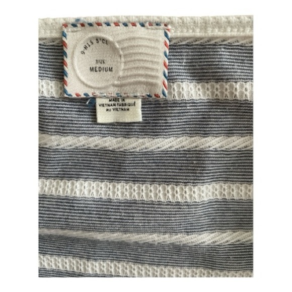 Anthropologie Postmark Blue and White Striped Long Sleeve Top - Picture 4 of 6